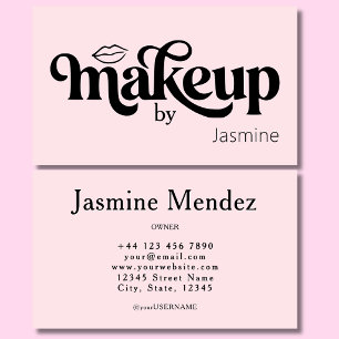 Tarjeta De Visita Estudio de Artista de Maquillaje Rosa Rubor Chic P