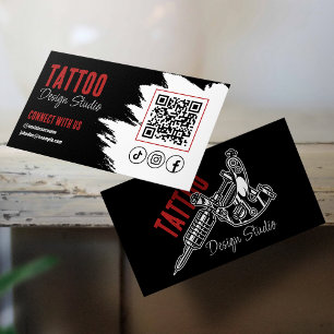 Tarjeta De Visita Estudio de Artista de Tatuajes de Moda Código QR n