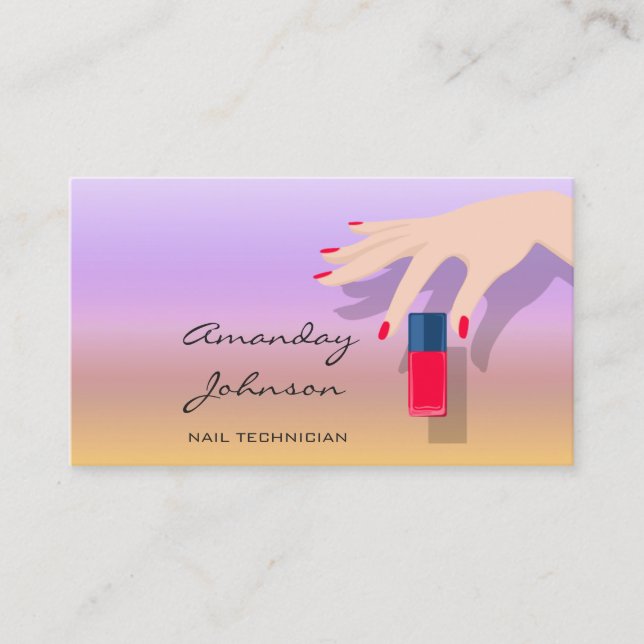 Tarjeta De Visita Estudio de artista de uñas: manicura roja pedicura (Anverso)