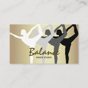 Tarjeta De Visita Estudio de Baile Silueta Corporal Dorado y Negro M
