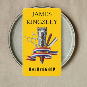 Tarjeta De Visita Estudio de Barbería Moderno Lujo Barbershop Amaril