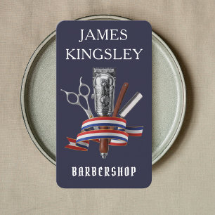 Tarjeta De Visita Estudio de Barbero Profesional Lujo Barbershop Nav