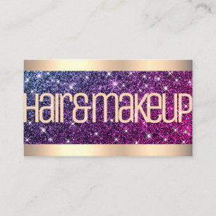 Tarjeta De Visita Estudio de cabello profesional Glitter dorado de m