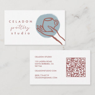 Tarjeta De Visita ESTUDIO DE CERÁMICA ALFARERÍA Código QR Dibujado a