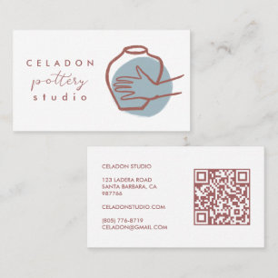 Tarjeta De Visita ESTUDIO DE CERÁMICA ALFARERÍA Código QR dibujado a