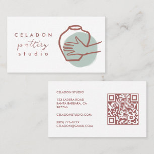 Tarjeta De Visita ESTUDIO DE CERÁMICA ALFARERÍA Código QR dibujado a
