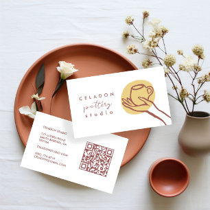 Tarjeta De Visita ESTUDIO DE CERÁMICA EN ALFARERÍA Código QR Elegant