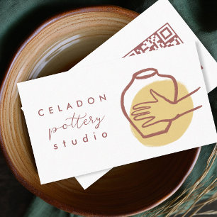 Tarjeta De Visita ESTUDIO DE CERÁMICA EN LOZA Código QR dibujado a m