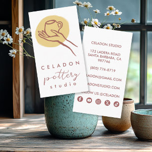 Tarjeta De Visita Estudio de Cerámica POTTERY Iconos Elegantes Dibuj