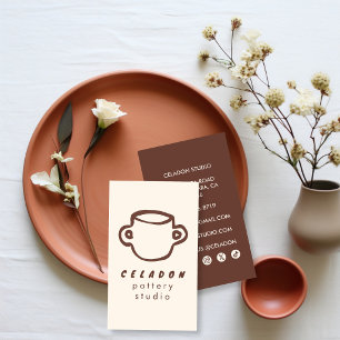 Tarjeta De Visita Estudio de Cerámica POTTERY Iconos Elegantes Dibuj