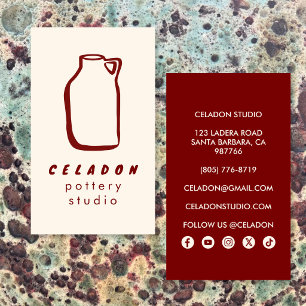 Tarjeta De Visita Estudio de cerámica POTTERY Iconos elegantes dibuj