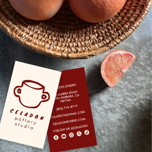 Tarjeta De Visita Estudio de Cerámica POTTERY Iconos Elegantes Dibuj