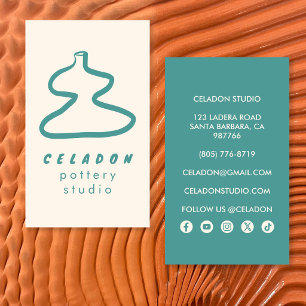 Tarjeta De Visita Estudio de cerámica POTTERY Iconos elegantes dibuj