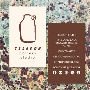 Tarjeta De Visita Estudio de cerámica POTTERY Iconos elegantes dibuj