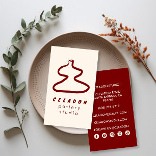 Tarjeta De Visita Estudio de cerámica POTTERY Iconos elegantes dibuj