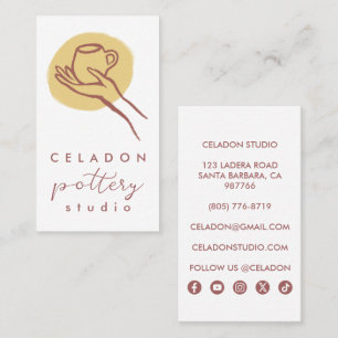 Tarjeta De Visita Estudio de Cerámica POTTERY Iconos Elegantes Dibuj