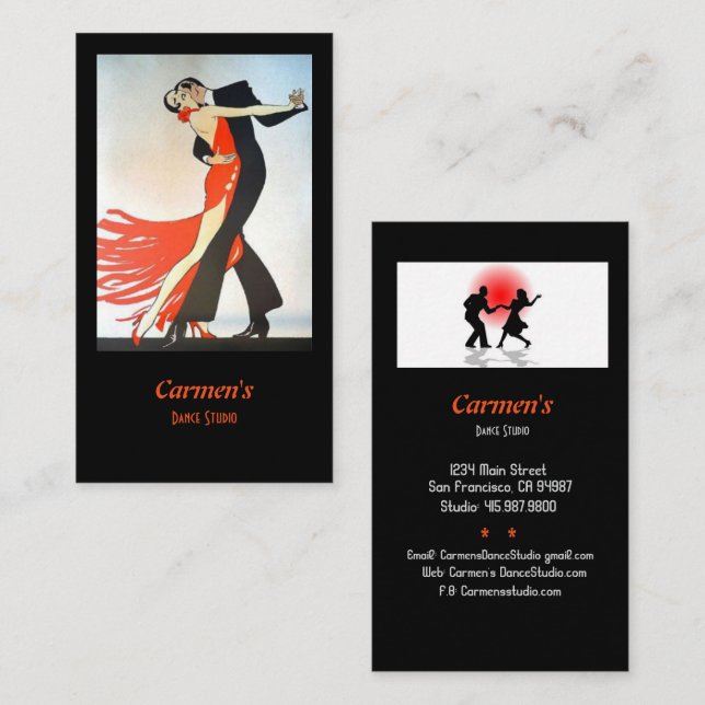Tarjeta De Visita Estudio de danza del instructor (Anverso / Reverso)