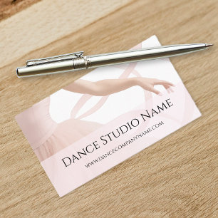 Tarjeta De Visita Estudio de Danza Elegante Bailarina de Ballet Rosa