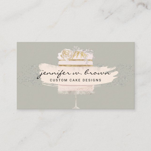 Tarjeta De Visita Estudio de decoración de pasteles Sage (Anverso)