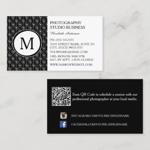 Tarjeta De Visita Estudio de Fotografía con Monograma Negro