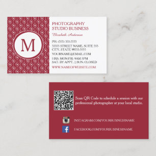 Tarjeta De Visita Estudio de Fotografía Monograma Borgoña