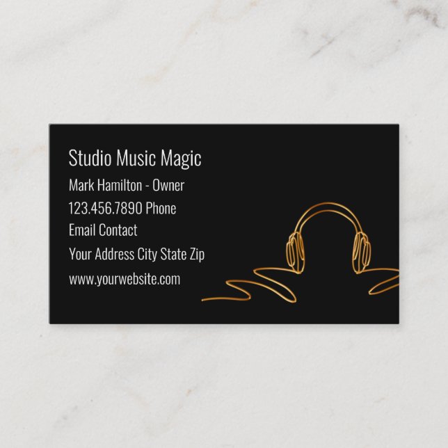 Tarjeta De Visita Estudio de grabación de música con clase (Anverso)