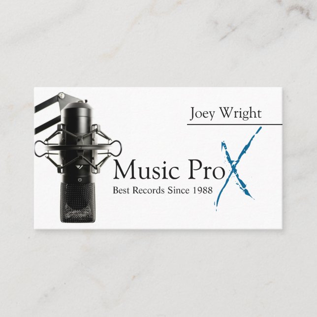 Tarjeta De Visita Estudio de grabación de música de micrófono profes (Anverso)
