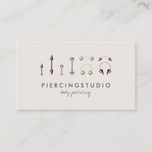 Tarjeta De Visita Estudio de joyería de piercing Navy Ivory