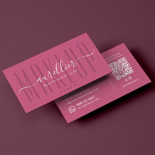 Tarjeta De Visita Estudio de Maquillaje Glam Minimal Estético Rosa