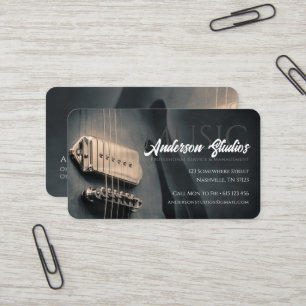 Tarjeta De Visita Estudio de música de guitarra con estilo Músico de