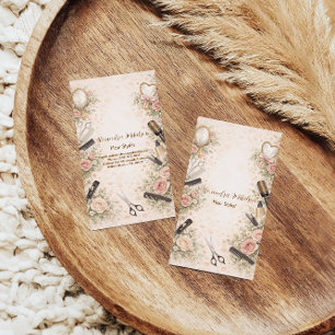 Tarjeta De Visita Estudio de peinado floral romántico Branding