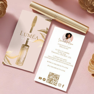Tarjeta De Visita Estudio de Pestañas Belleza Maquillaje Rosa Luxe O