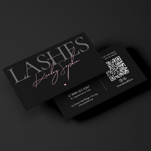 Tarjeta De Visita Estudio de Pestañas Black Pink Artista de Maquilla