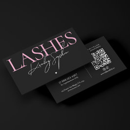 Tarjeta De Visita Estudio de Pestañas Estéticas Rosa Negro Artista d