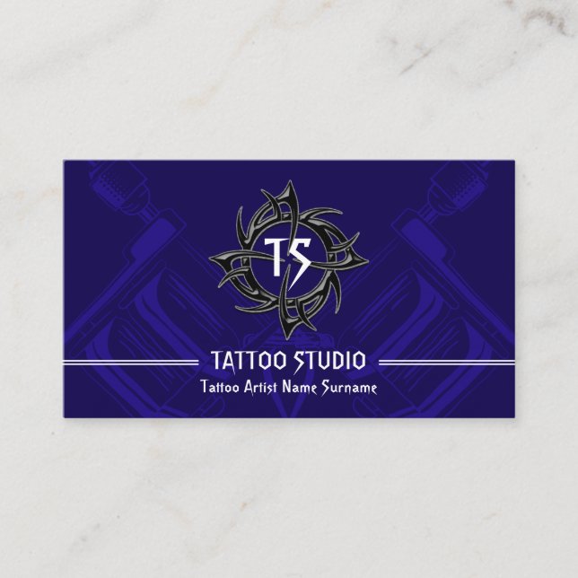 Tarjeta De Visita Estudio de tatuaje moderno mínimo de vintage naval (Anverso)