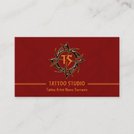 Tarjeta De Visita Estudio de tatuaje moderno mínimo rojo