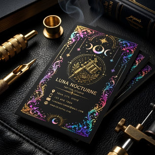 Tarjeta De Visita Estudio de Tatuajes Celestiales de Lujo Mystic Moo