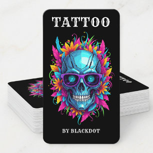 Tarjeta De Visita Estudio de Tatuajes de Cráneo con Gafas de Sol Art