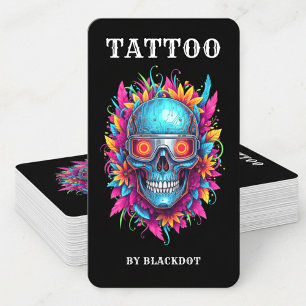 Tarjeta De Visita Estudio de Tatuajes de Estilo Profesional Tatuador