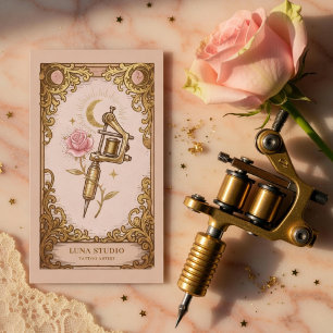 Tarjeta De Visita Estudio de Tatuajes de Lujo del Artista de Tatuaje