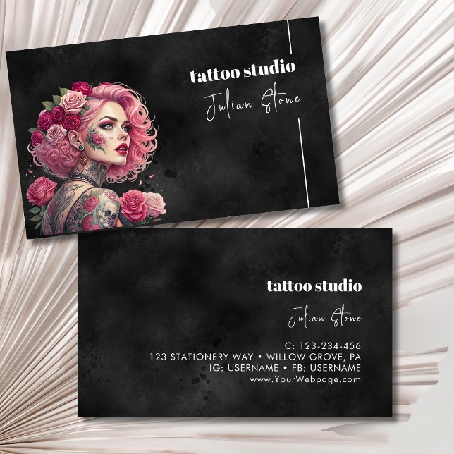 Tarjeta De Visita Estudio de tatuajes negros (Subido por el creador)