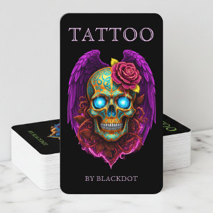 Tarjeta De Visita Estudio de Tatuajes Profesional Tatuador Cráneo Al
