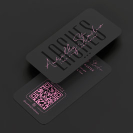 Tarjeta De Visita Estudio de Tecnología de Pestañas Minimal Rosa Neg