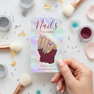 Tarjeta De Visita Estudio de uñas Artista Manicurista Ópalo Chic Mod