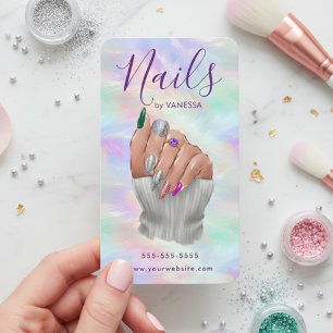 Tarjeta De Visita Estudio de uñas de ópalo elegante Manicurista Arti