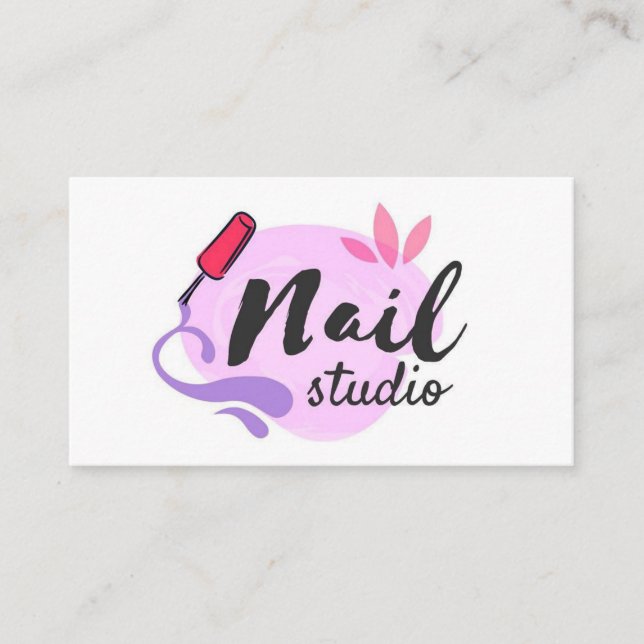 Tarjeta De Visita Estudio de uñas en blanco (Anverso)