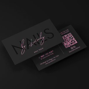 Tarjeta De Visita Estudio de Uñas Estéticas Técnico de Uñas Black Pi