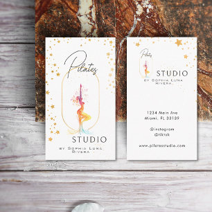 Tarjeta De Visita Estudio de Yoga de Bienestar de Lujo Estrellas Dor