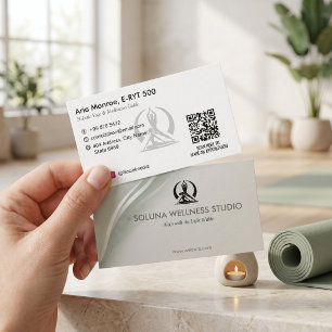 Tarjeta De Visita Estudio de Yoga Empresarial   Código de Barras Gri