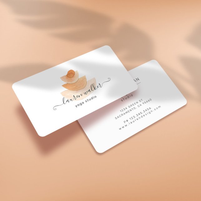 Tarjeta De Visita Estudio de yoga en pirámide de piedra abstracta mo (Subido por el creador)